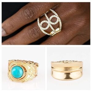 Mixed styles gold ring set of 3